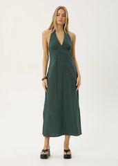 AFENDS Womens Alexa - Seersucker Maxi Dress - Reverb Pine Check