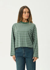 AFENDS Womens Altitude - Long Sleeve Tee - Pine Stripe