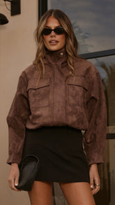 Josh Funnel Neck Jacket - Chocolate