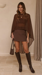 Carey Sheer Cape Poncho - Brown