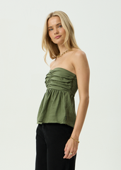 AFENDS Womens Juni - Strapless Top - Deep Olive