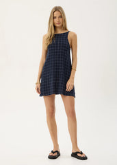 AFENDS Womens Sammy - Seersucker Mini Dress - Thea Midnight Check