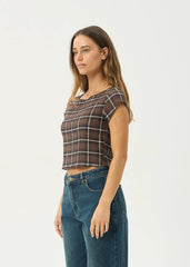 AFENDS Womens Darcy - Seersucker Top - Coffee Check