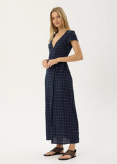 AFENDS Womens Felicity - Seersucker Maxi Dress - Thea Midnight Check