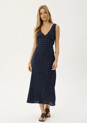 AFENDS Womens Tully - Seersucker Maxi Dress - Thea Midnight Check