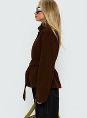 Tameeka Funnel Neck Coat Brown