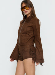 Dakohda Fringe Jacket Chocolate Brown