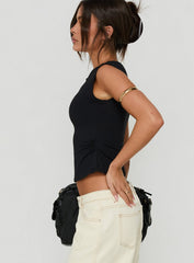 Ailana Cinched Keyhole Top Black