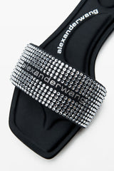 Black Satin & Crystal Hotfix Vy Sandals