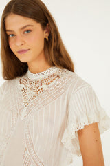 Off-White Blouse With Appliqués