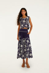 Blue Flowers Richelieu Crop Top