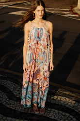 Multicolor Boho Floral DelhiPleated Maxi Dress