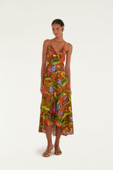 Brown Florart Midi Wrap Dress