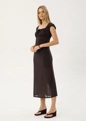 AFENDS Womens Melanie - Mesh Midi Dress - Polka Coffee