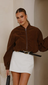 Sloane Bomber Jacket - Dark Chocolate