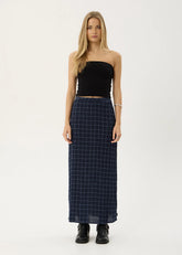 AFENDS Womens Lita - Seersucker Maxi Skirt - Thea Midnight Check