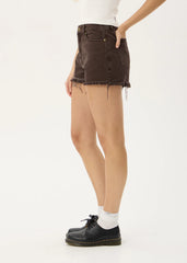 AFENDS Womens Seventy Threes - Denim Cut Off Short - Washed Coffee