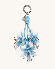 3D Embroidered Lily Bag Charm - Blue