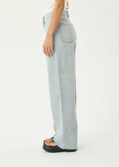 AFENDS Womens Bella - Denim Wide Leg Jean - Stone Blue