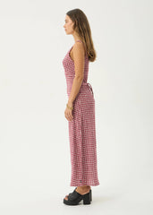 AFENDS Womens Tully - Seersucker Maxi Dress - Base Burgundy Check