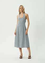AFENDS Womens Maya - Midi Dress - Indy Navy Check