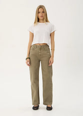 AFENDS Womens Bella - Denim Wide Leg Jean - Washed Olive