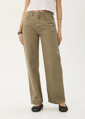 AFENDS Womens Bella - Denim Wide Leg Jean - Washed Olive