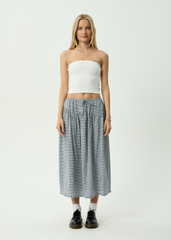 AFENDS Womens Marlow - Midi Skirt - Indy Navy Check