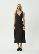 AFENDS Womens Tully - Seersucker Maxi Dress - Dusk Black Check