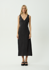 AFENDS Womens Tully - Seersucker Maxi Dress - Dusk Black Check
