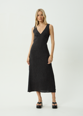 AFENDS Womens Tully - Seersucker Maxi Dress - Dusk Black Check
