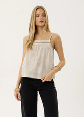 AFENDS Womens Candice - Seersucker Cami Top - Reverb Moonbeam Check