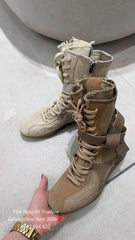 Spanish Niche Brand Retro Canvas Choes Mid-Calf Martin Boots Breathable Soft-Soled Short Boots Casual Women's Boots