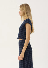 AFENDS Womens Darcy - Seersucker Top - Thea Midnight Check