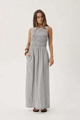 AFENDS Womens Sofia - Maxi Dress - Coffee / Blue Stripe