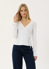 AFENDS Womens Jones - Wrap Long Sleeve Top - White