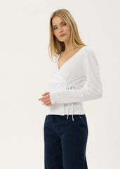 AFENDS Womens Jones - Wrap Long Sleeve Top - White