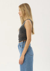 AFENDS Womens Libra - Sheer Drawstring Tank - Charcoal