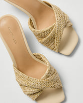 Straw Kitten Heel Mule Sandal - Natural Tan