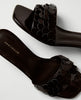 Patent Paillette Kitten Heel Sandal - Pure Chocolate
