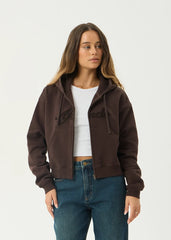 AFENDS Womens Kourt - Zip Hood - Coffee