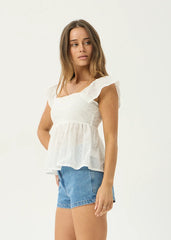 AFENDS Womens Drew - Top - White Anglaise