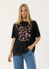 AFENDS Womens Unchained - Oversized Tee - Stone Black