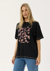 AFENDS Womens Unchained - Oversized Tee - Stone Black