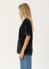 AFENDS Womens Unchained - Oversized Tee - Stone Black