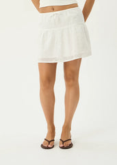 AFENDS Womens Poppi - Mini Skirt - White Anglaise