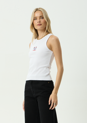 AFENDS Womens Wild Rose - Rib Singlet - White