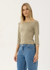 AFENDS Womens Dimi - 3/4 Sleeve Top - Grey