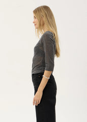 AFENDS Womens Libra - 3/4 Sleeve Top - Charcoal
