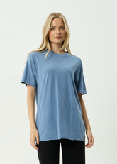 AFENDS Womens Slay - Oversized Tee - Washed Slate Blue